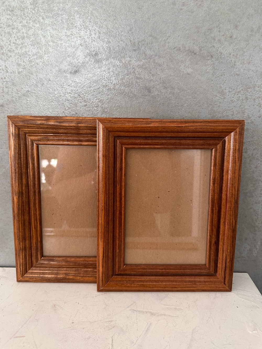 PAIR OF VINTAGE MCM BEVELED WOOD PICTURE FRAMES FITS 5X7 P8